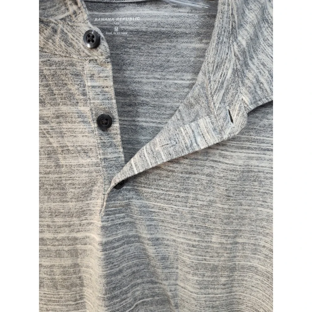 Banana Republic Mens Grey Space Dye Short‎ Sleeve Polo Shirt Size M